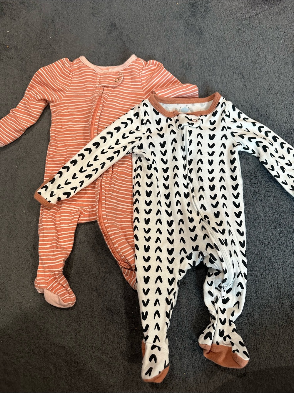 Cloud Island Sleep N' Play Footed Pajamas Set Clay & White